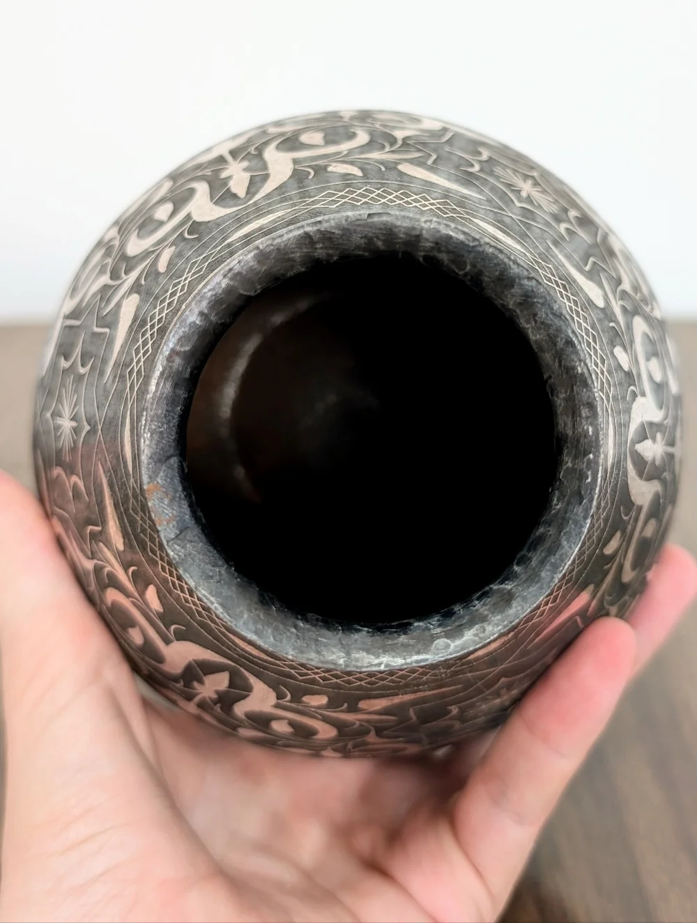 Antique Islamic Indo-Persian Bidriware Gray With Silver Koftgari Florals Vase